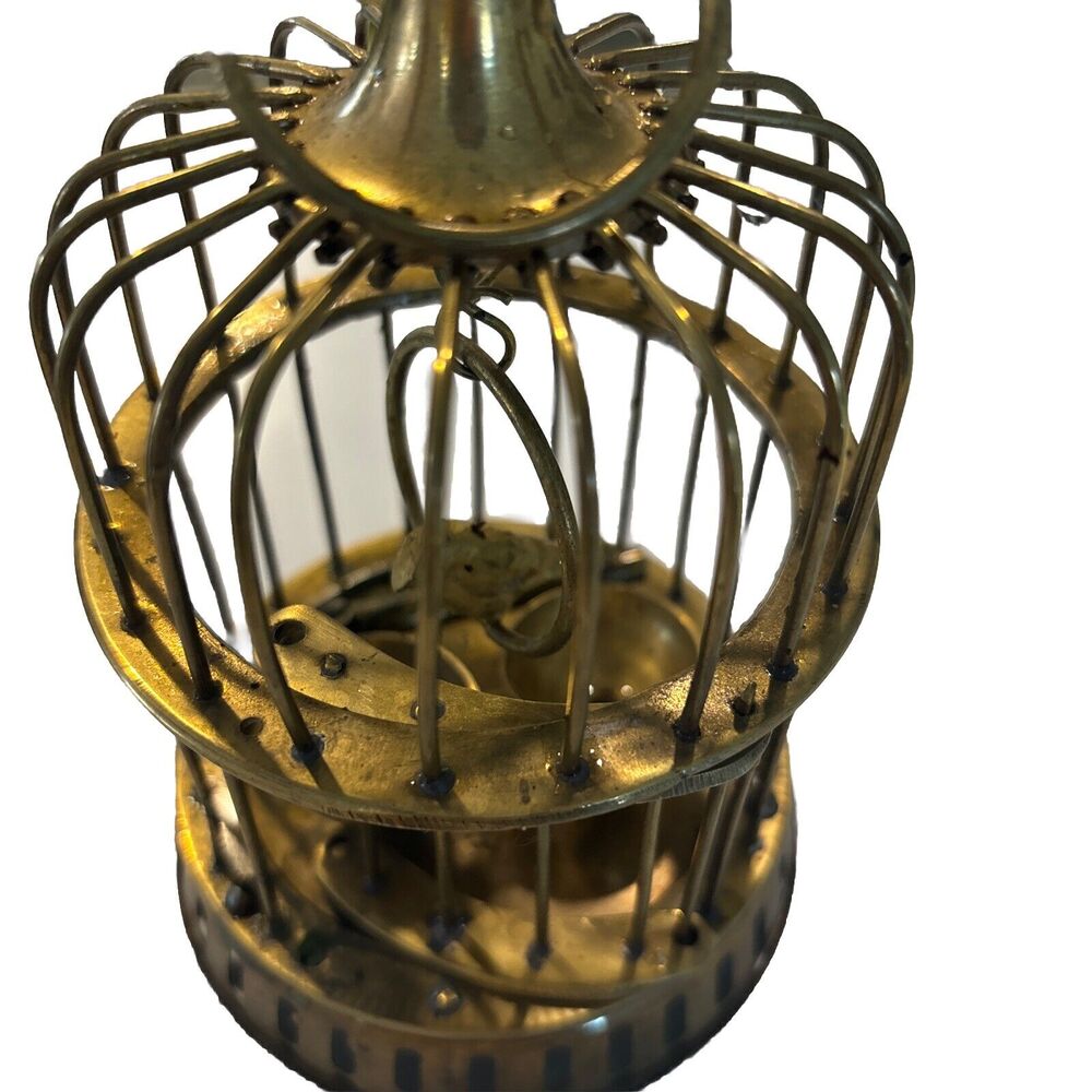 Vintage Brass Bird Cage With Two Dishes Made in India - Picture 3 of 4